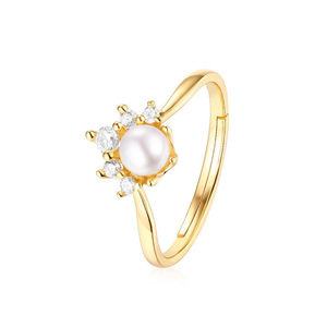 Pearl Curved Crown Unique Engagement Ring Plain